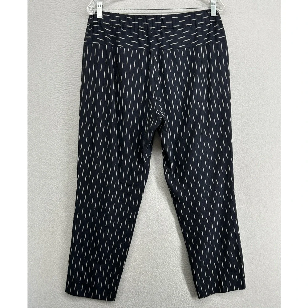 J.CREW Pants Womens 10 Pull On Ikat Cropped Metallic Tux Stripes Cotton Blue